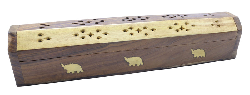 Porta incenso in legno con elefanti