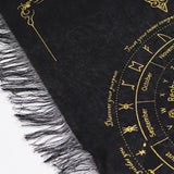 Ancient Witch Pendulum Divination Cloth - Sun Face - Black & Gold